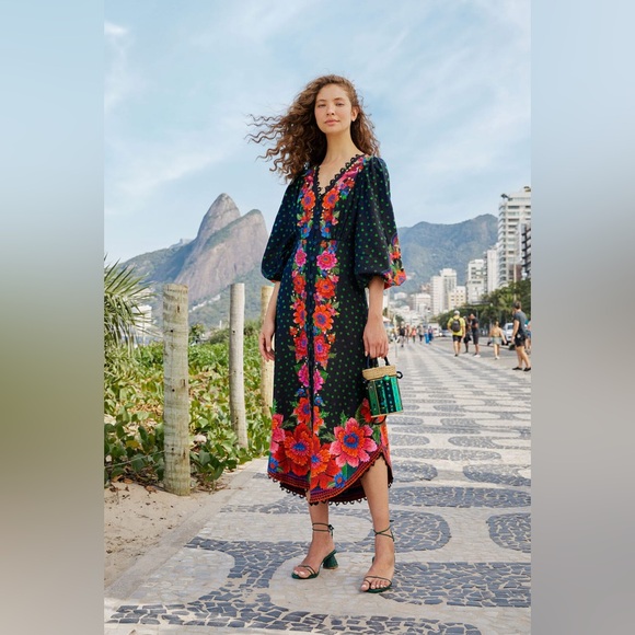 FARM Rio Black Floral Maxi Dress - Picture 5 of 11